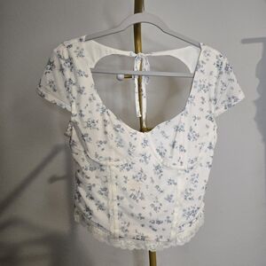 Hippie Rose White and Blue Floral Blouse